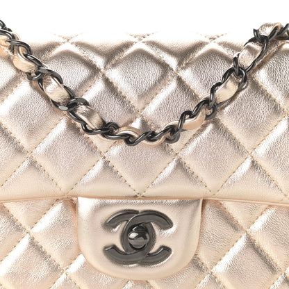 Chanel Metallic Lambskin Quilted Mini Rectangular Flap Gold Black 8 of 10