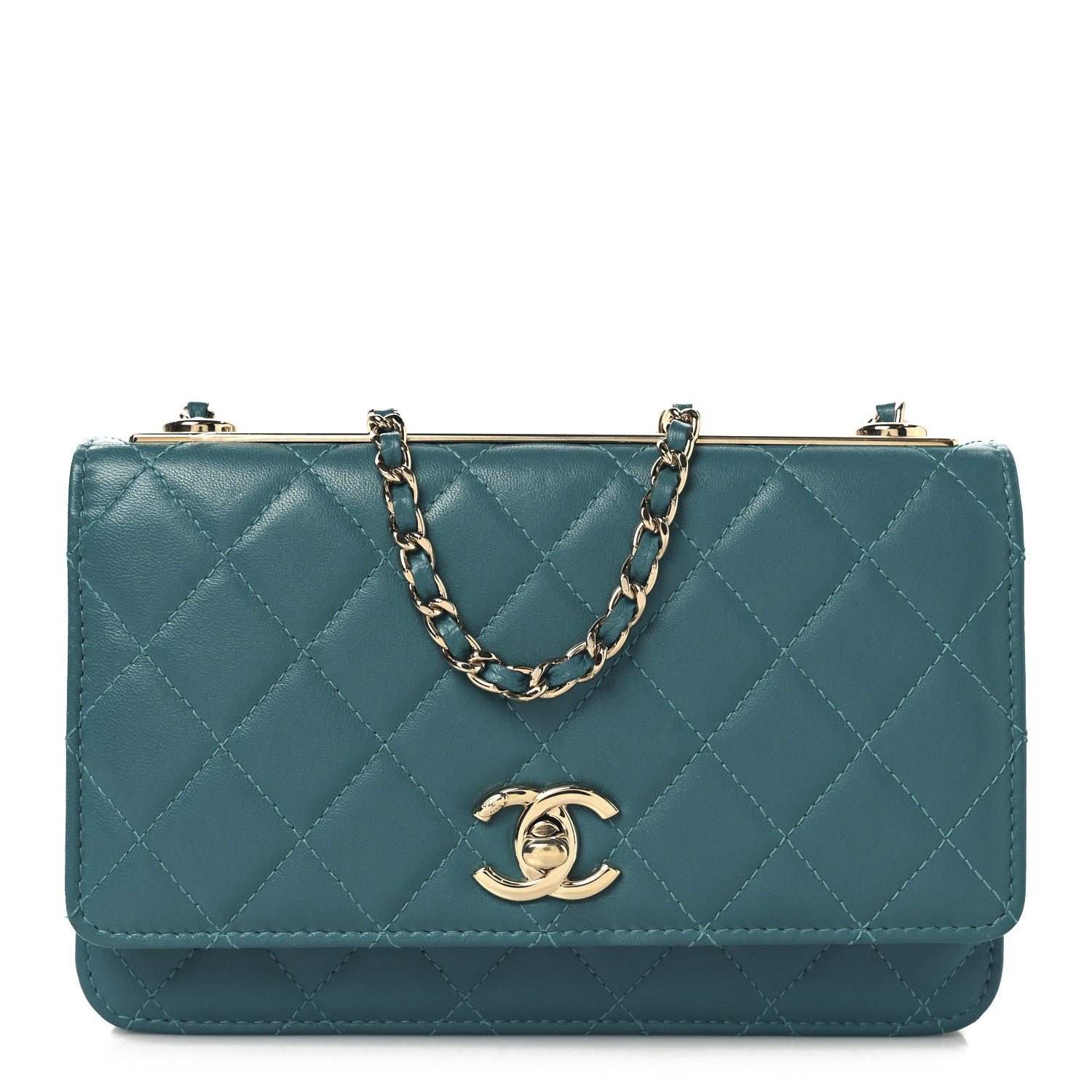 Chanel Lambskin Quilted Trendy CC Wallet On Chain WOC Green 1 of 11