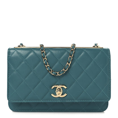 Chanel Lambskin Quilted Trendy CC Wallet On Chain WOC Green 1 of 11
