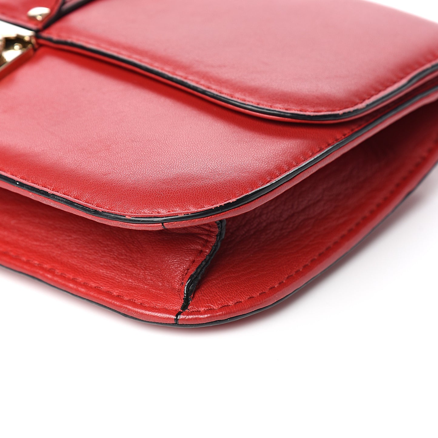 Vitello Medium Glam Lock Rockstud Flap Red