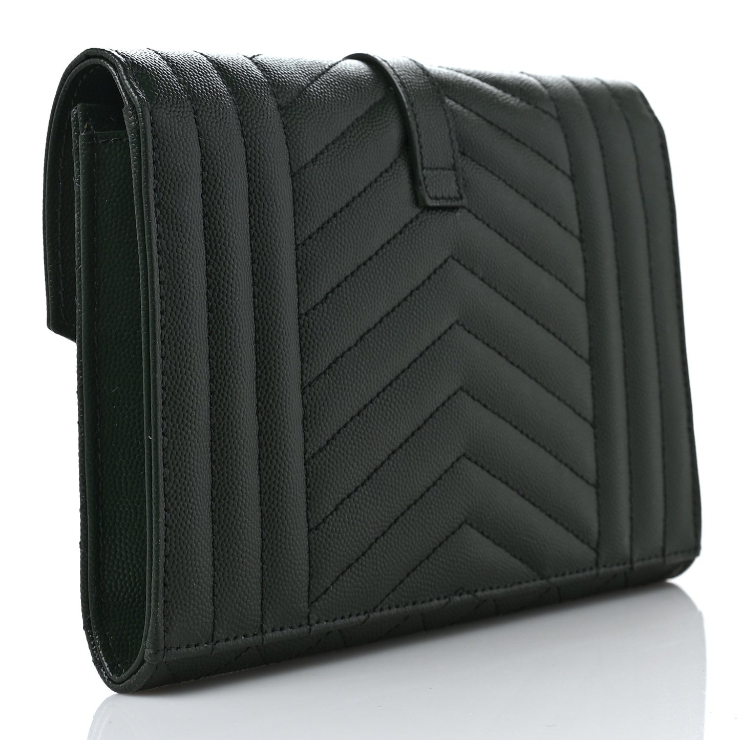 Grain De Poudre Textured Mixed Matelasse Triquilt Monogram Clutch Vert Fonce