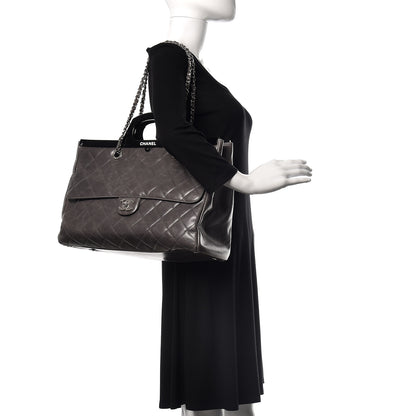 Chanel Glazed Calfskin Quilted Large CC Delivery Tote Grey 2 of 9