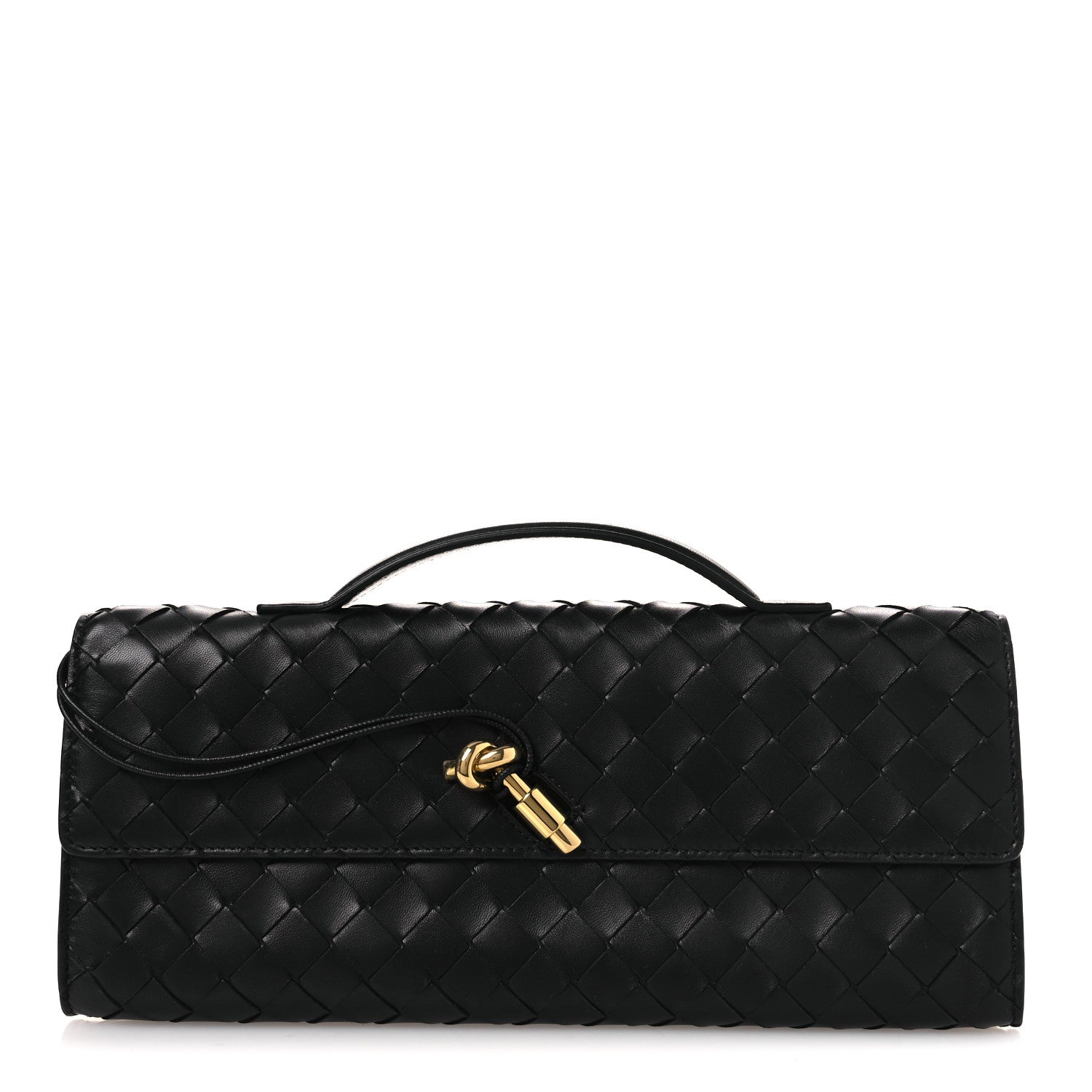 Bottega Veneta Nappa Intrecciato Long Andiamo Top Handle Clutch Black 1 of 10