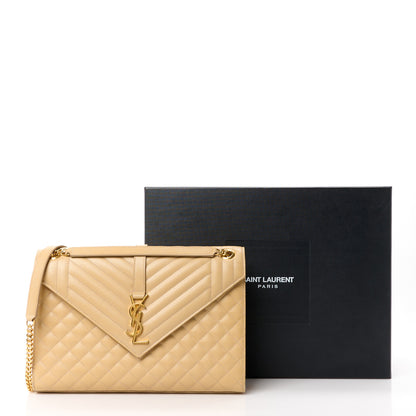 Saint Laurent Grain De Poudre Textured Mixed Matelasse Triquilt Large Monogram Satchel Dark Beige 21 of 21