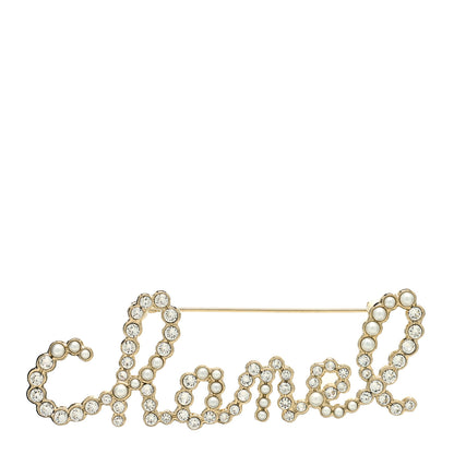 Chanel Metal Glass Swirling Pearls Brooch Pin Gold 1 of 4
