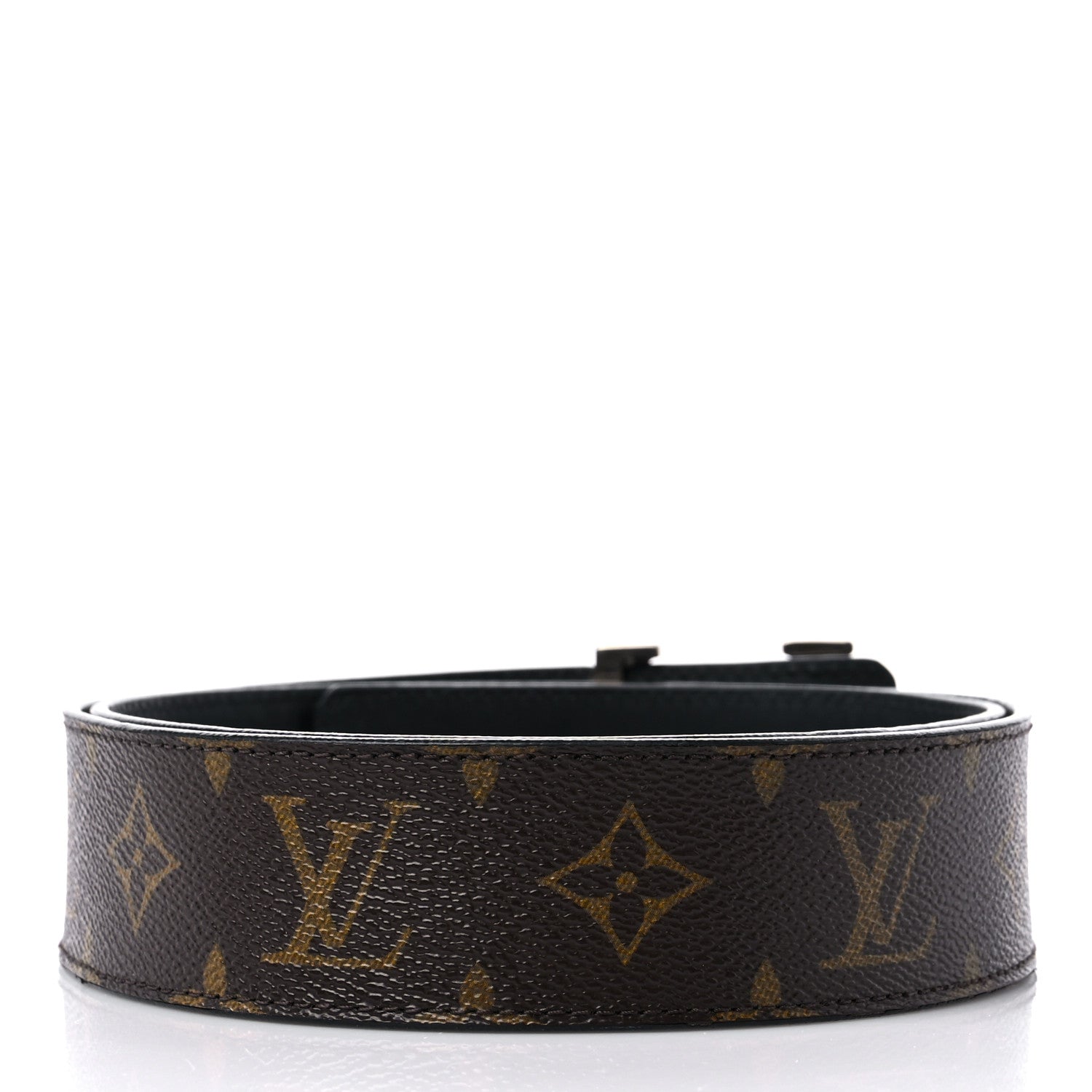 Louis Vuitton Calfskin Monogram 40mm LV Initiales Reversible Belt 85 34 Black 2 of 8