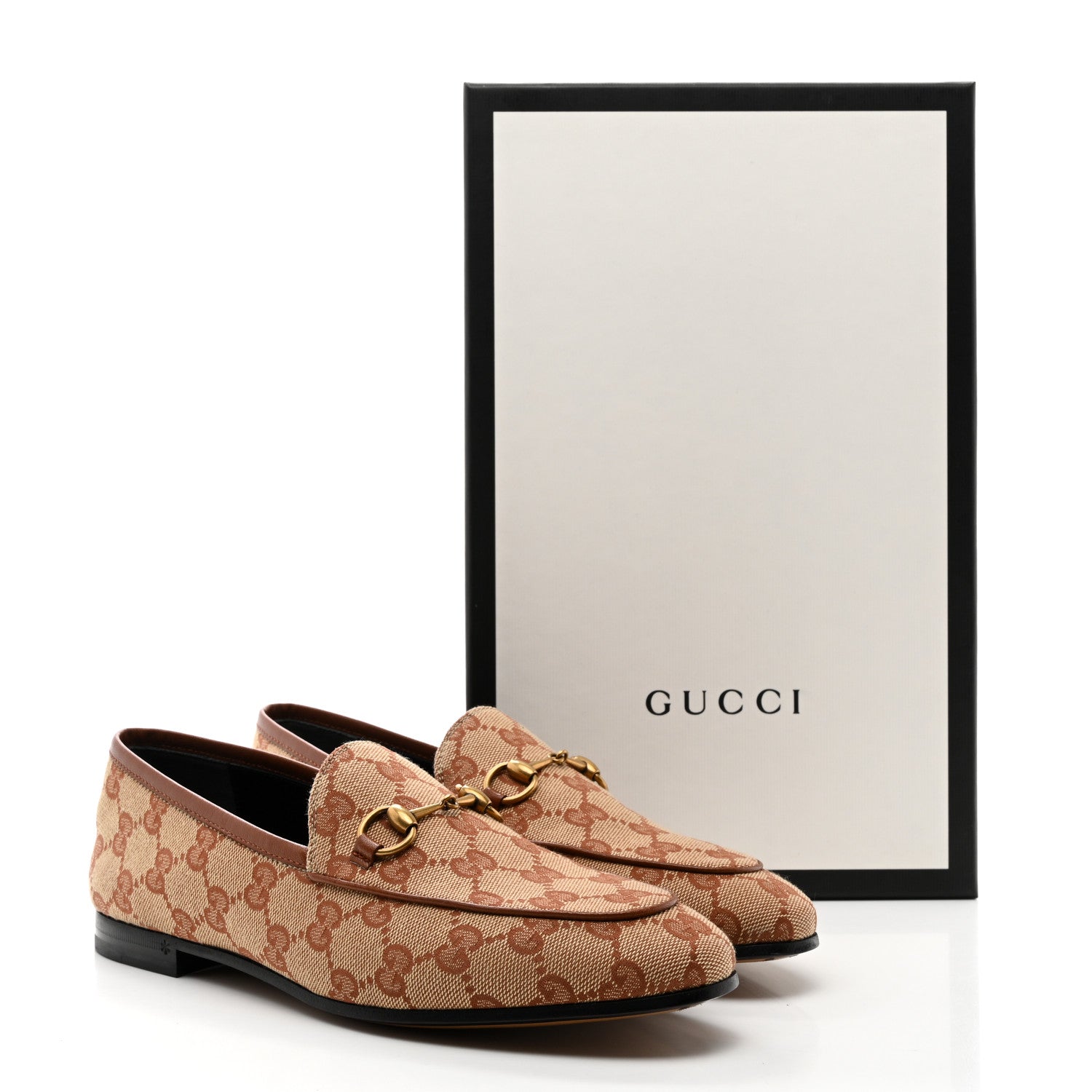 Gucci Canvas GG Monogram Horsebit Womens Jordaan Loafers 38 Beige Ruggine Rust 9 of 9