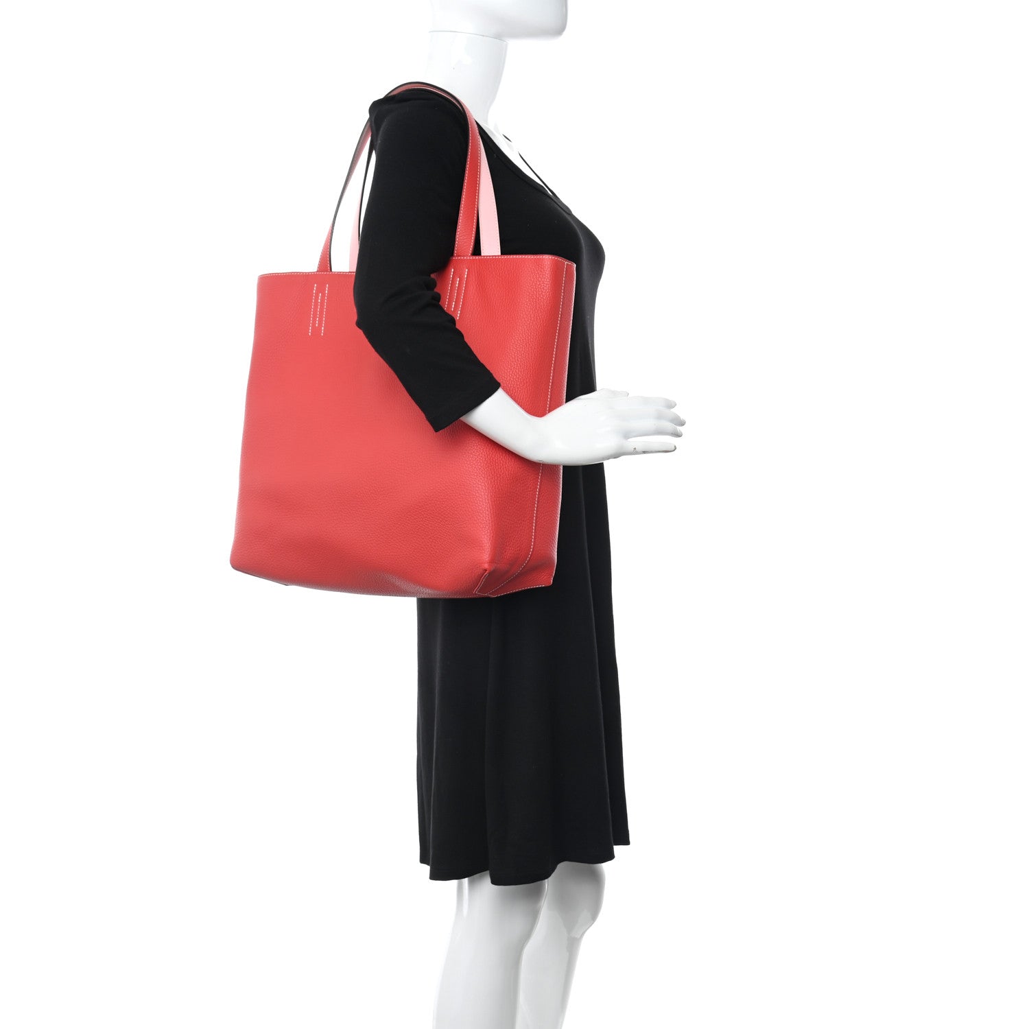 Hermes Taurillon Clemence Double Sens 45 Reversible Tote Rose Sakura Bougainvillea 2 of 20