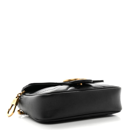 Gucci Calfskin Matelasse Super Mini GG Marmont Shoulder Bag Black 4 of 10