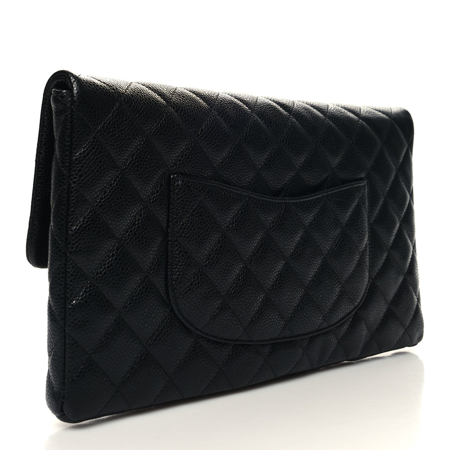 Caviar Quilted Flap Clutch Black