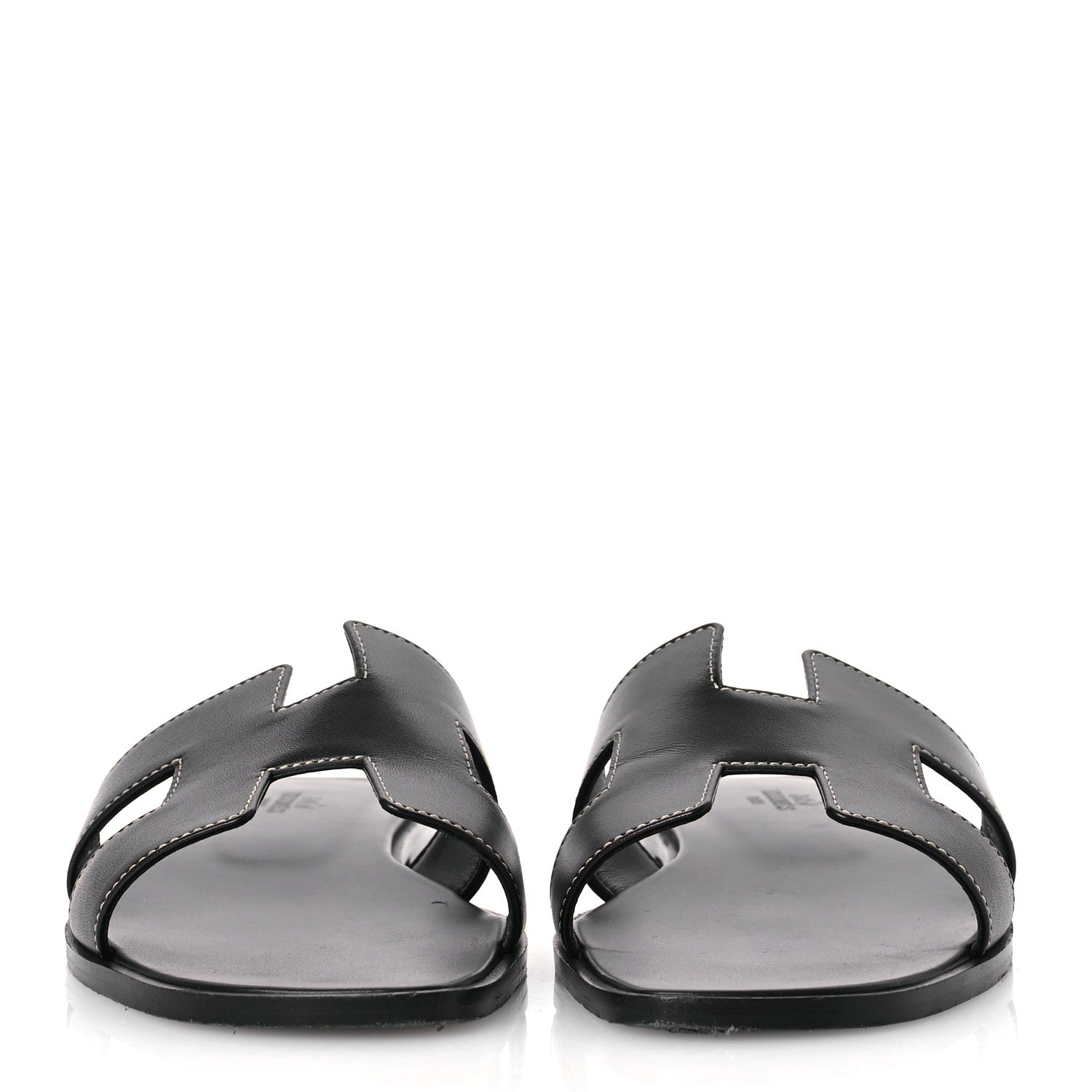 Hermes Box Calfskin Oran Sandals 39 Black 3 of 12