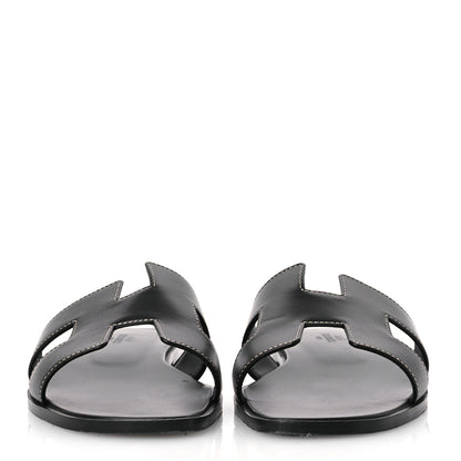 Hermes Box Calfskin Oran Sandals 39 Black 3 of 12