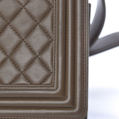 Chanel Lambskin Quilted Medium Boy Flap Khaki 14 of 15