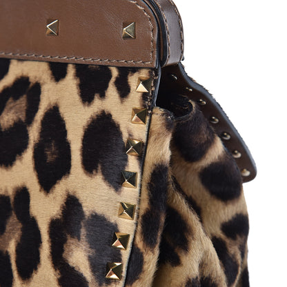 Valentino Garavani Calf Hair Leopard Print Large Rockstud Frame Handle Bag 11 of 13