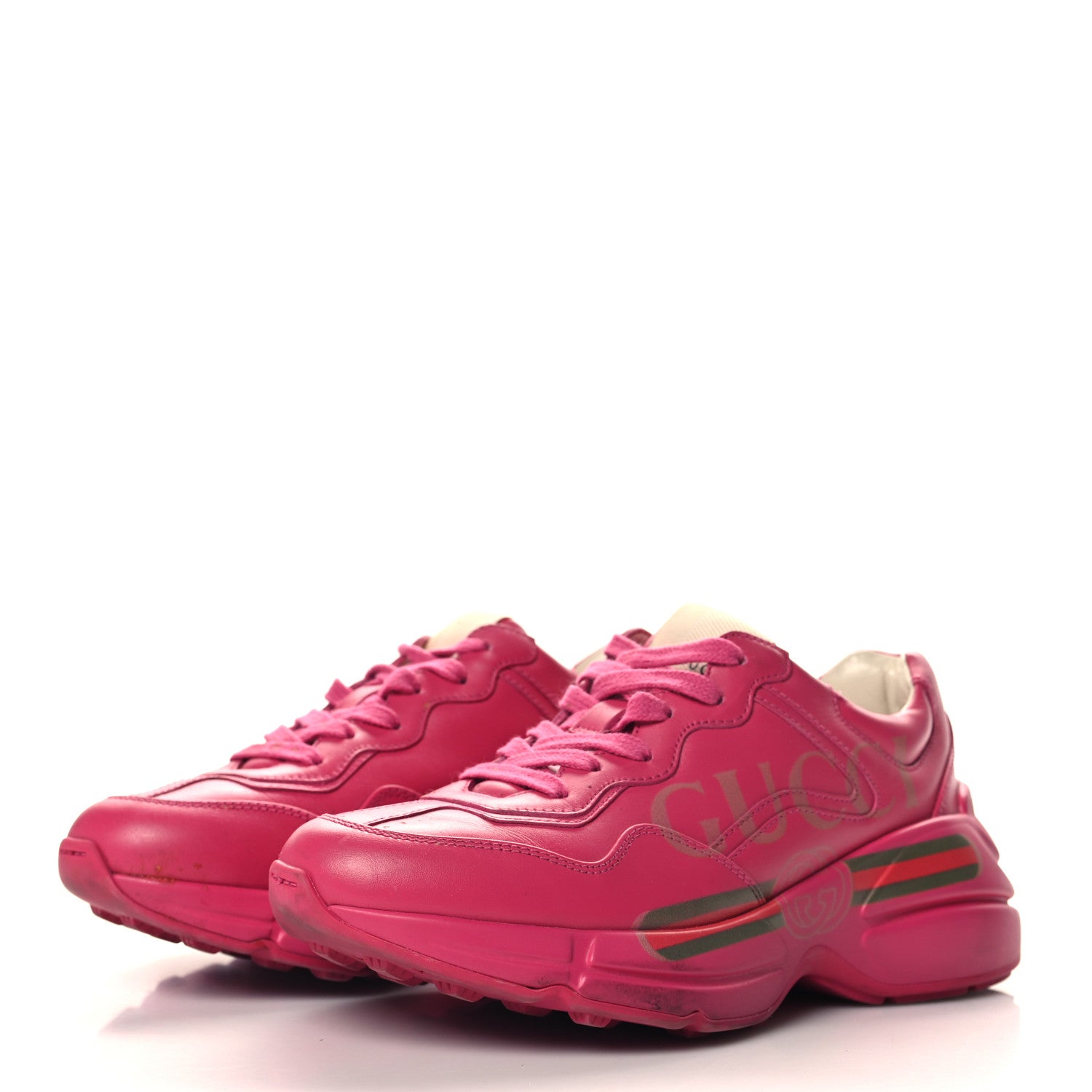 Gucci Calfskin Logo Womens Rhyton Sneakers 35 Box Pink 4 of 10