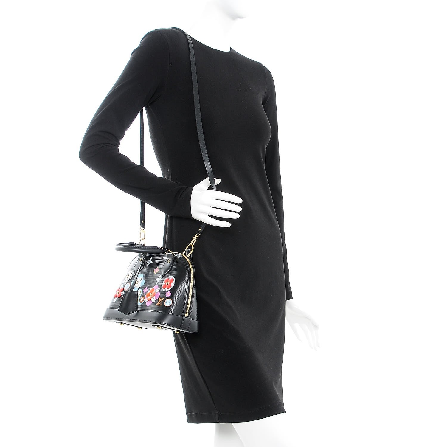 Louis Vuitton Epi Blooming Flowers Alma BB Black 2 of 8