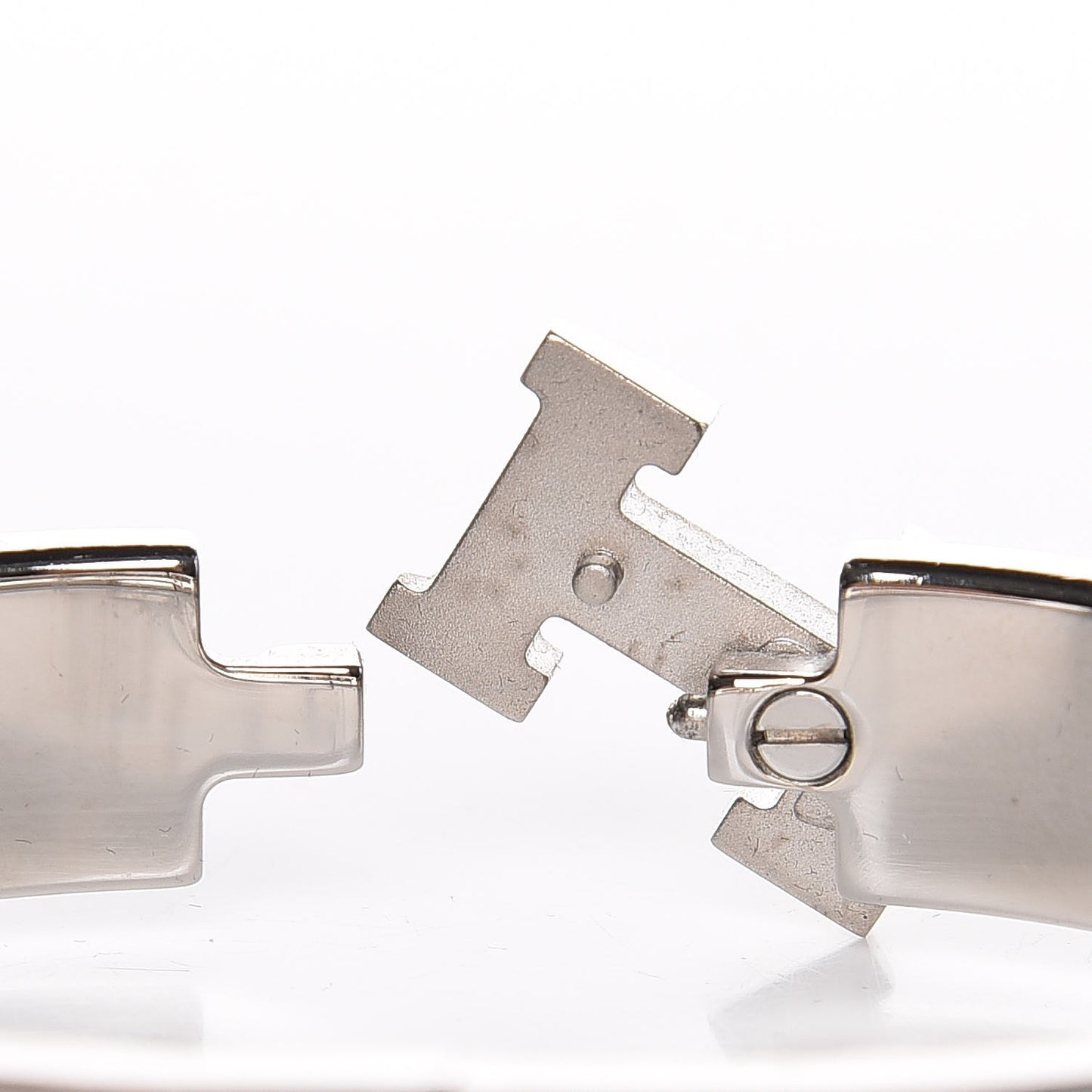 Enamel Narrow Clic Clac H Bracelet PM Lagon White