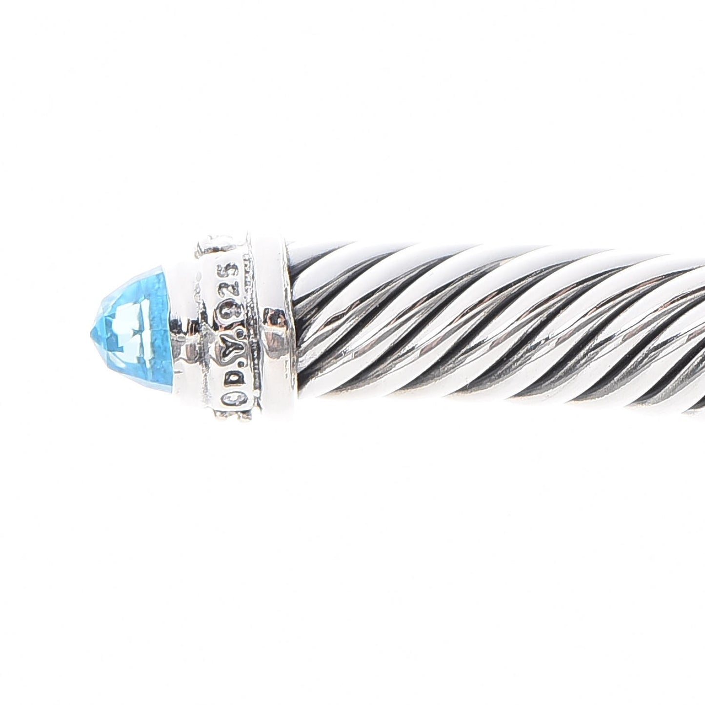 Sterling Silver Diamond Blue Topaz 5mm Cable Classics Bracelet