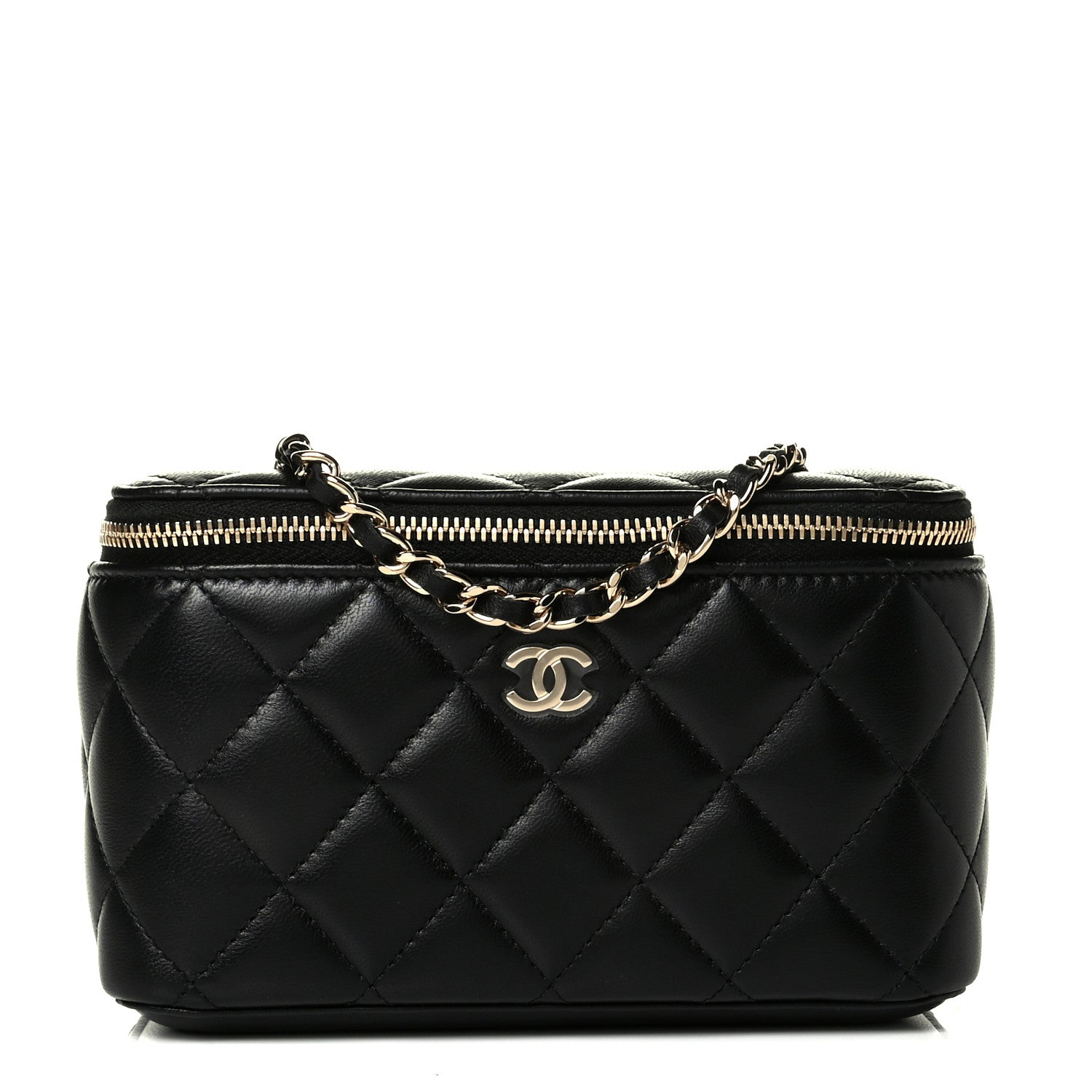 Chanel Lambskin Quilted Small Vanity Case With Chain Black 1 of 5