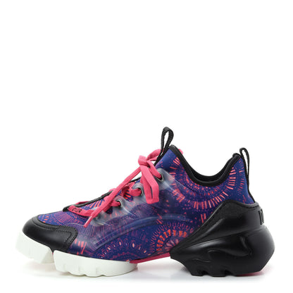Christian Dior Technical Fabric Fireworks Print Womens D-Connect Sneakers 37 Deep Blue Fuxia 1 of 10