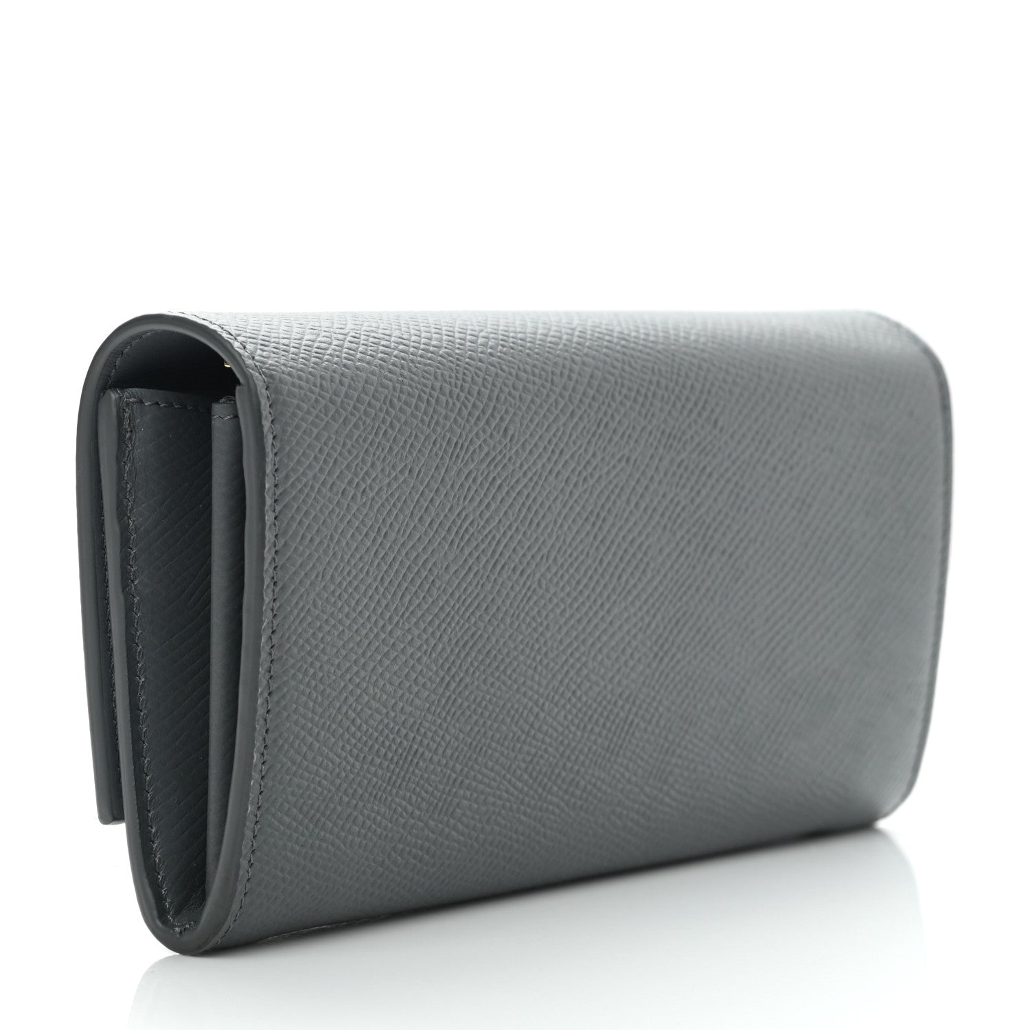 Celine Grained Calfskin Large Flap Wallet Medium Grey 3 of 9