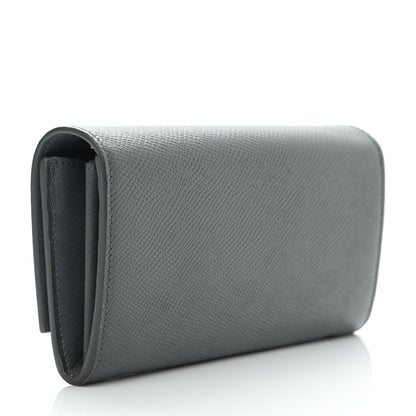 Celine Grained Calfskin Large Flap Wallet Medium Grey 3 of 9