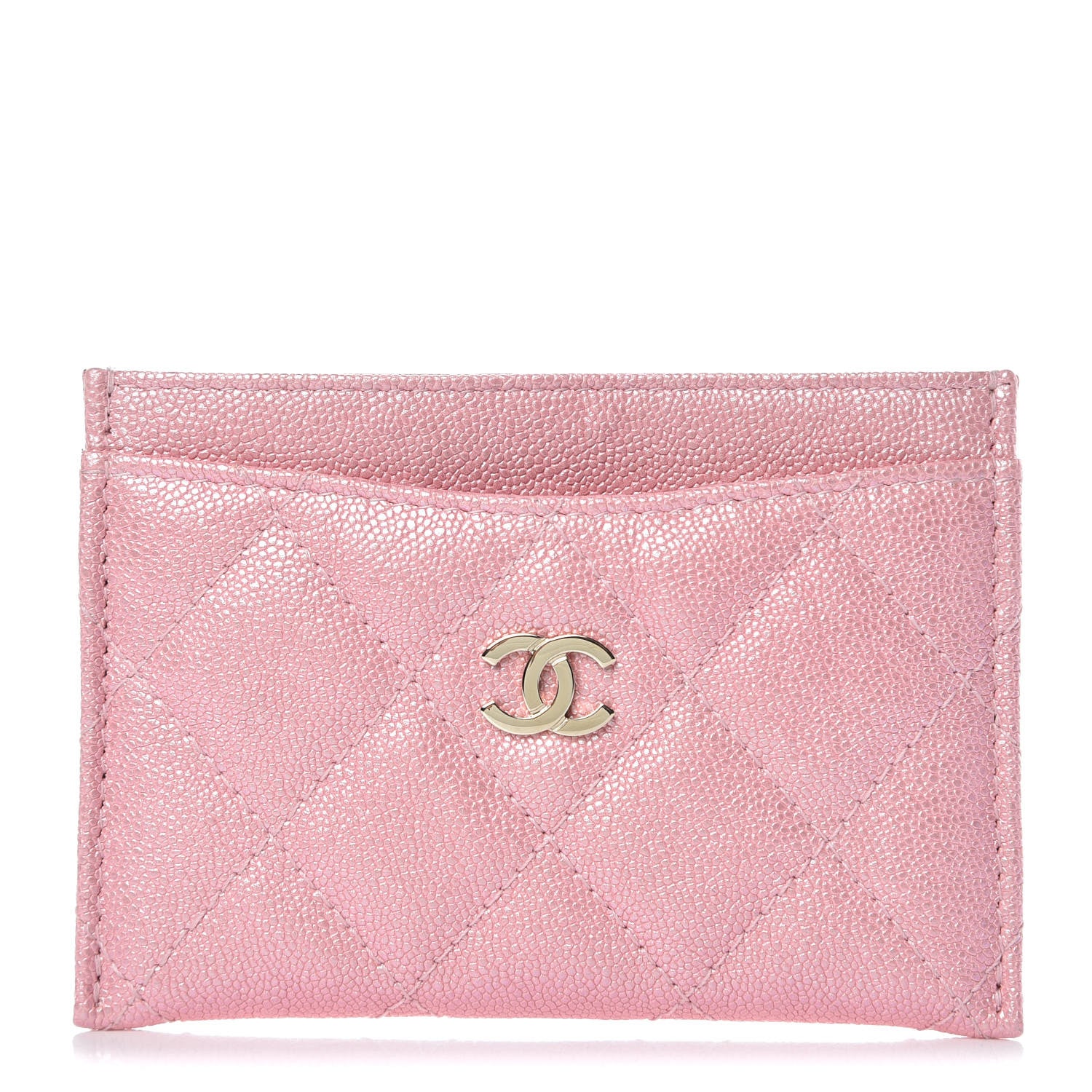 Chanel Iridescent Caviar Quilted Card Holder Rose Pink 1 of 9