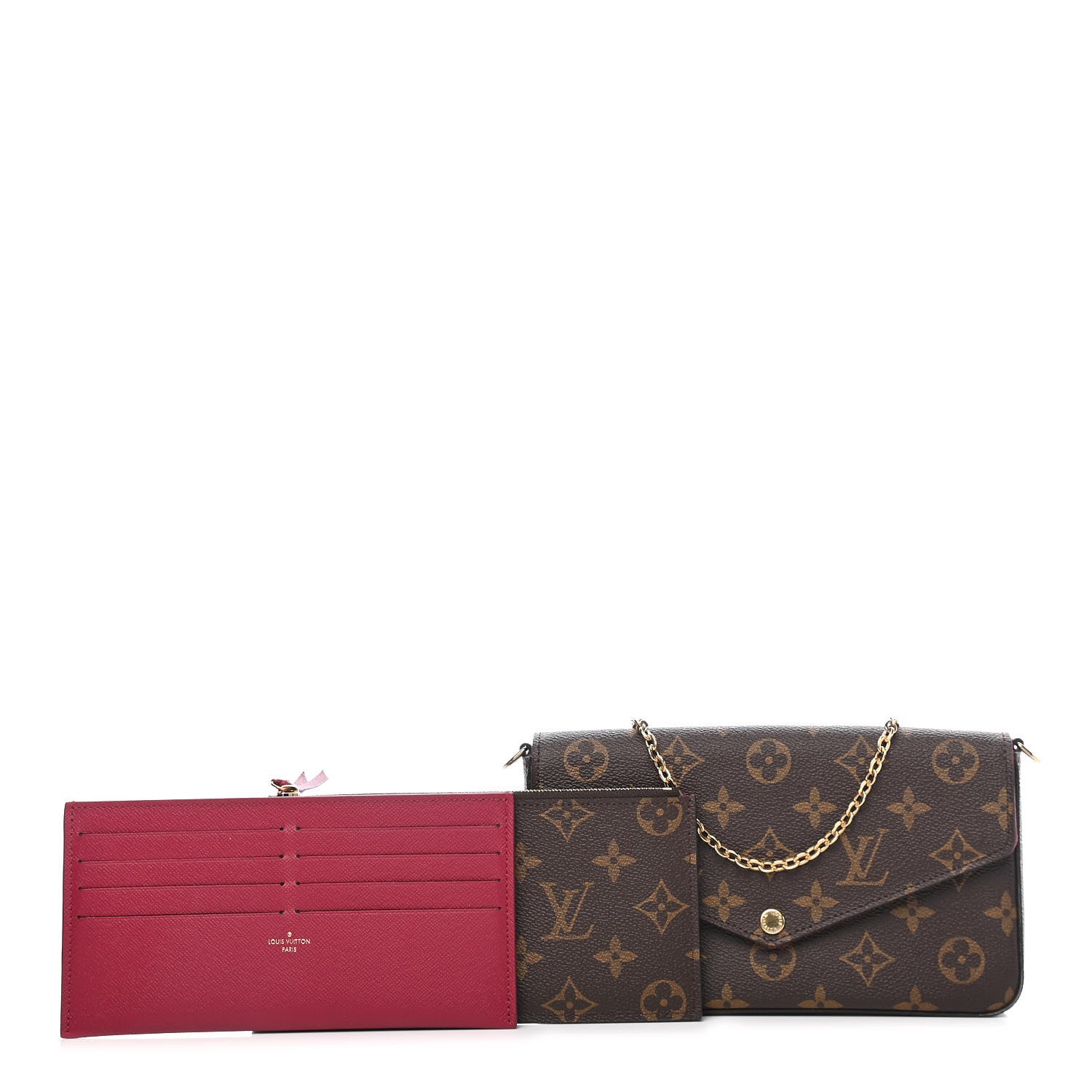 Louis Vuitton Monogram Pochette Felicie Chain Wallet Fuchsia 1 of 8