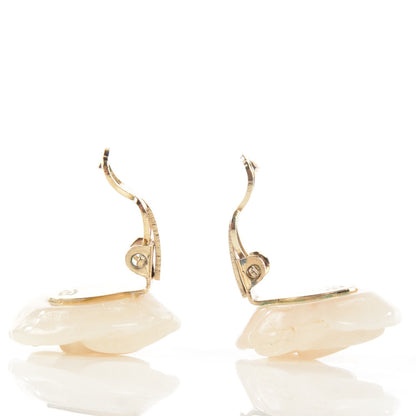 Chanel Resin CC Camellia Clip On Earrings White 3 of 6
