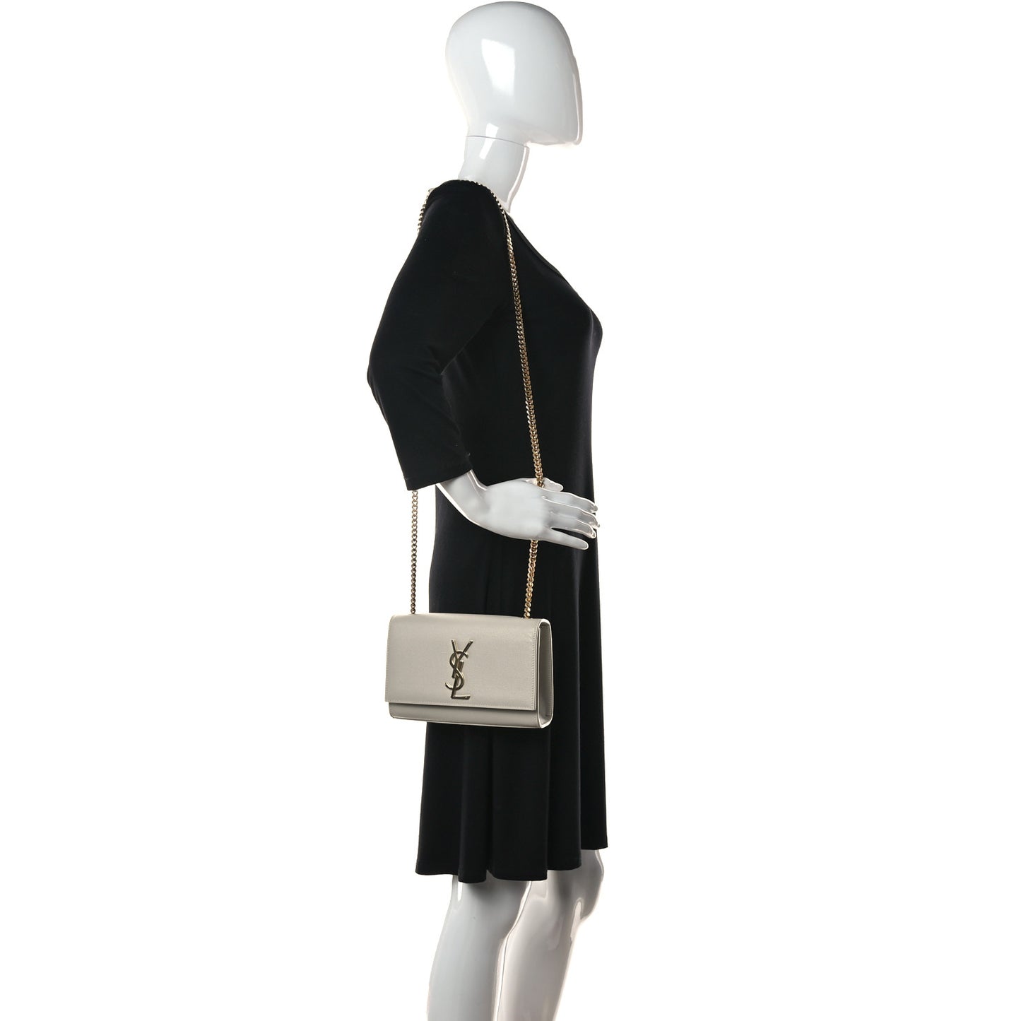Grain De Poudre Small Monogram Kate Satchel Crema Soft