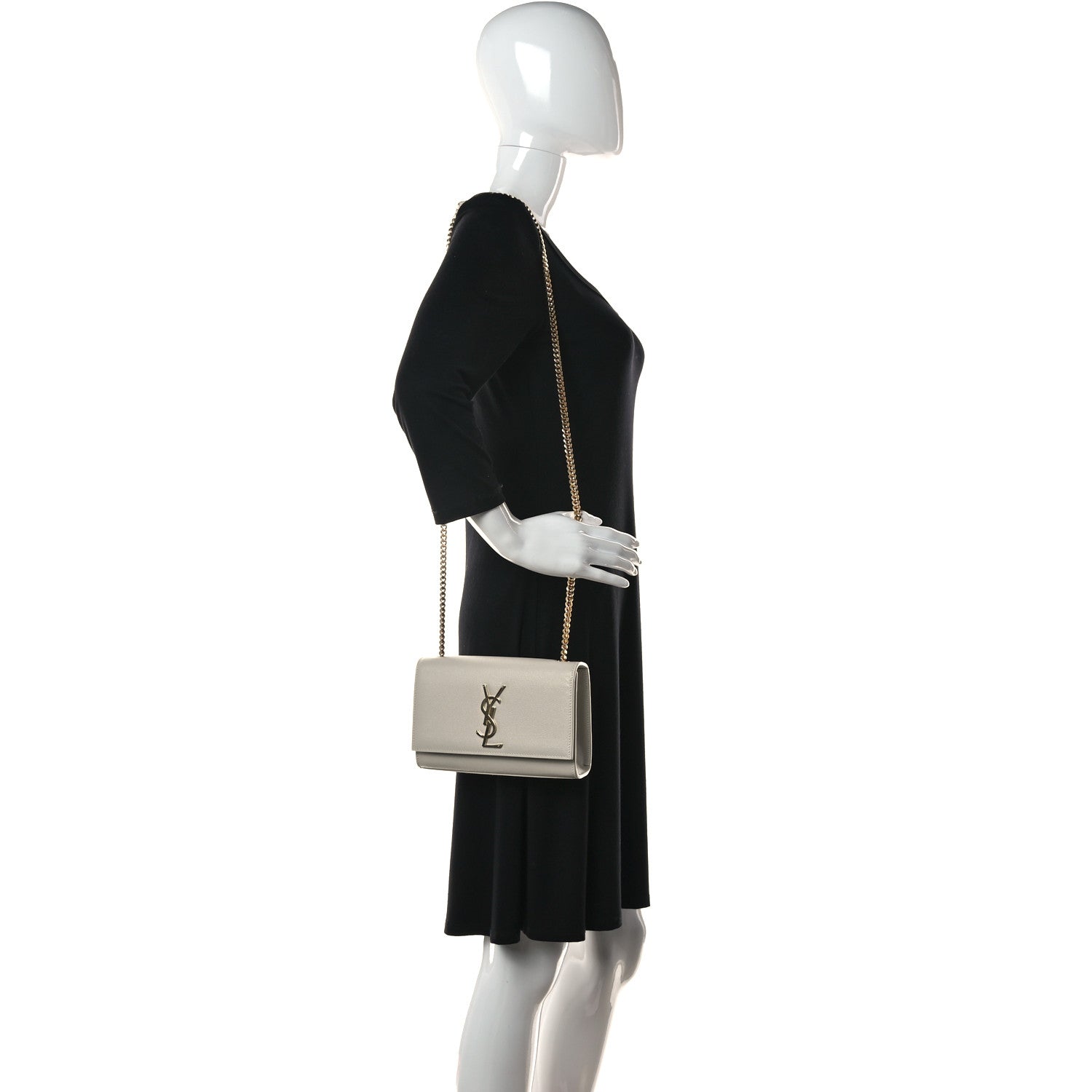 Saint Laurent Grain De Poudre Small Monogram Kate Satchel Crema Soft 2 of 17