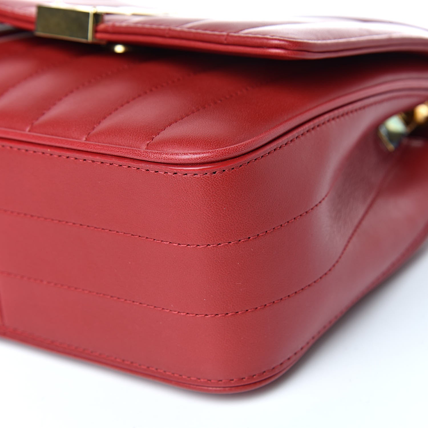 Saint Laurent Lambskin Matelasse Monogram Medium Vicky Chain Bag Rouge Eros 12 of 12