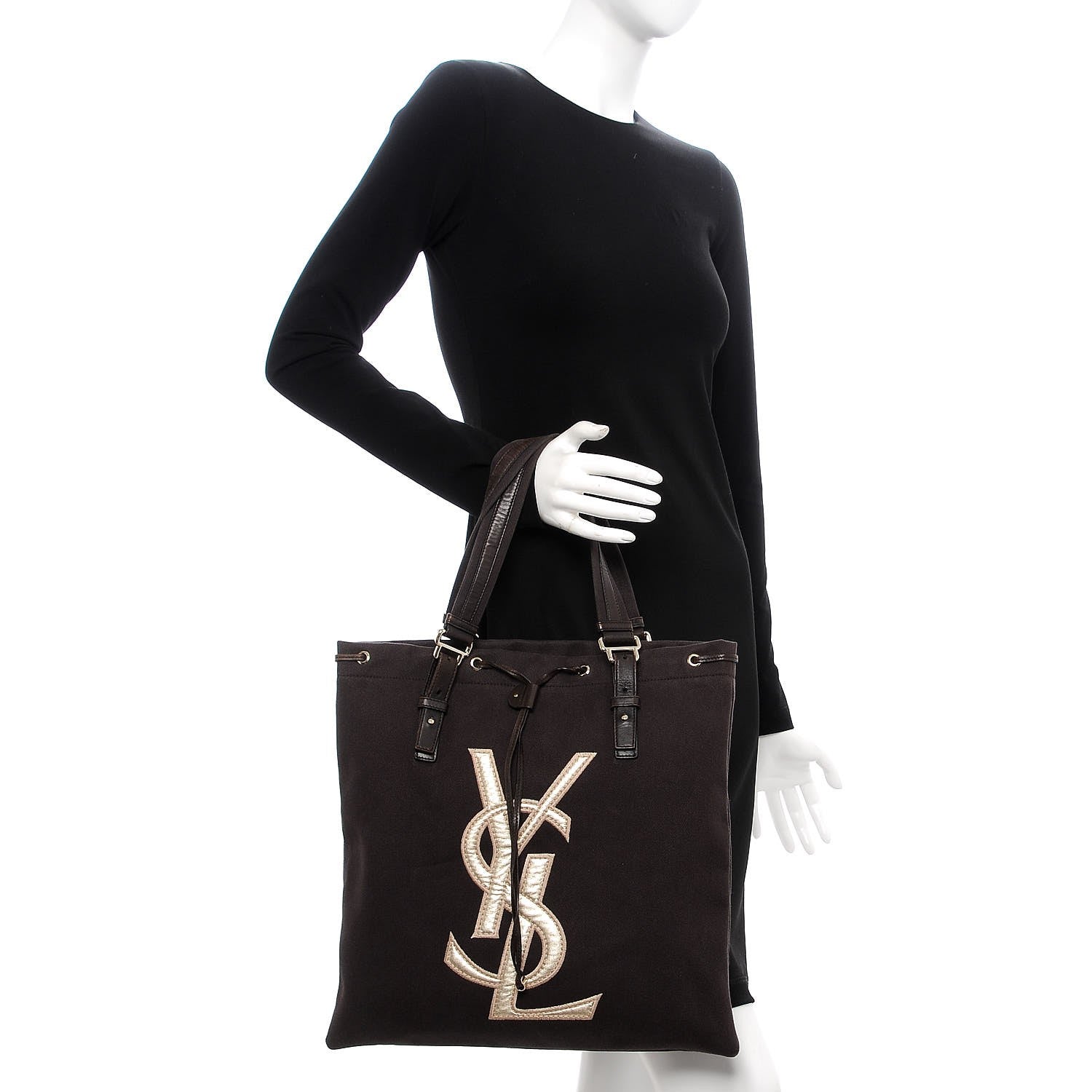 Saint Laurent Canvas Kahala Tote Brown 2 of 10