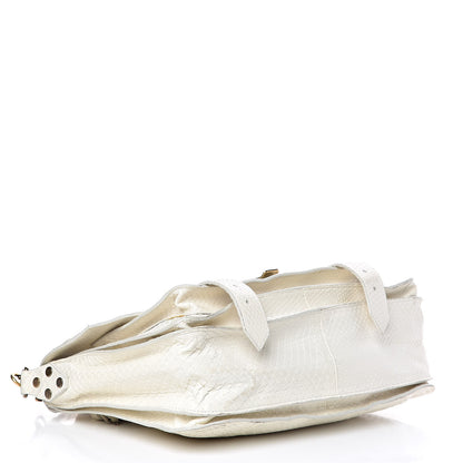 Proenza Schouler Snakeskin Calfskin Embossed Medium PS1 Satchel White 4 of 17