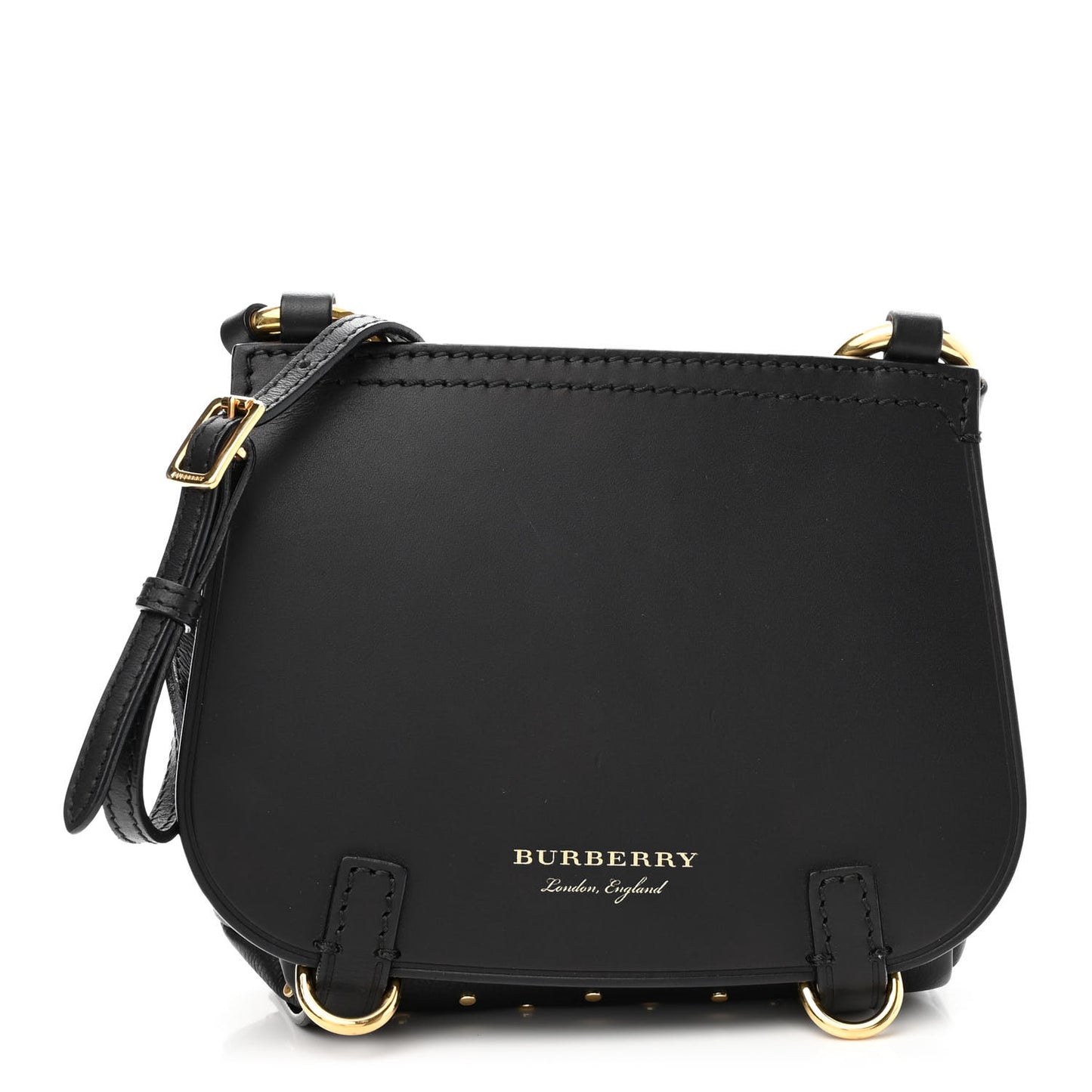 Soft Grain Calfskin Studded Baby Bridle Saddle Bag Black