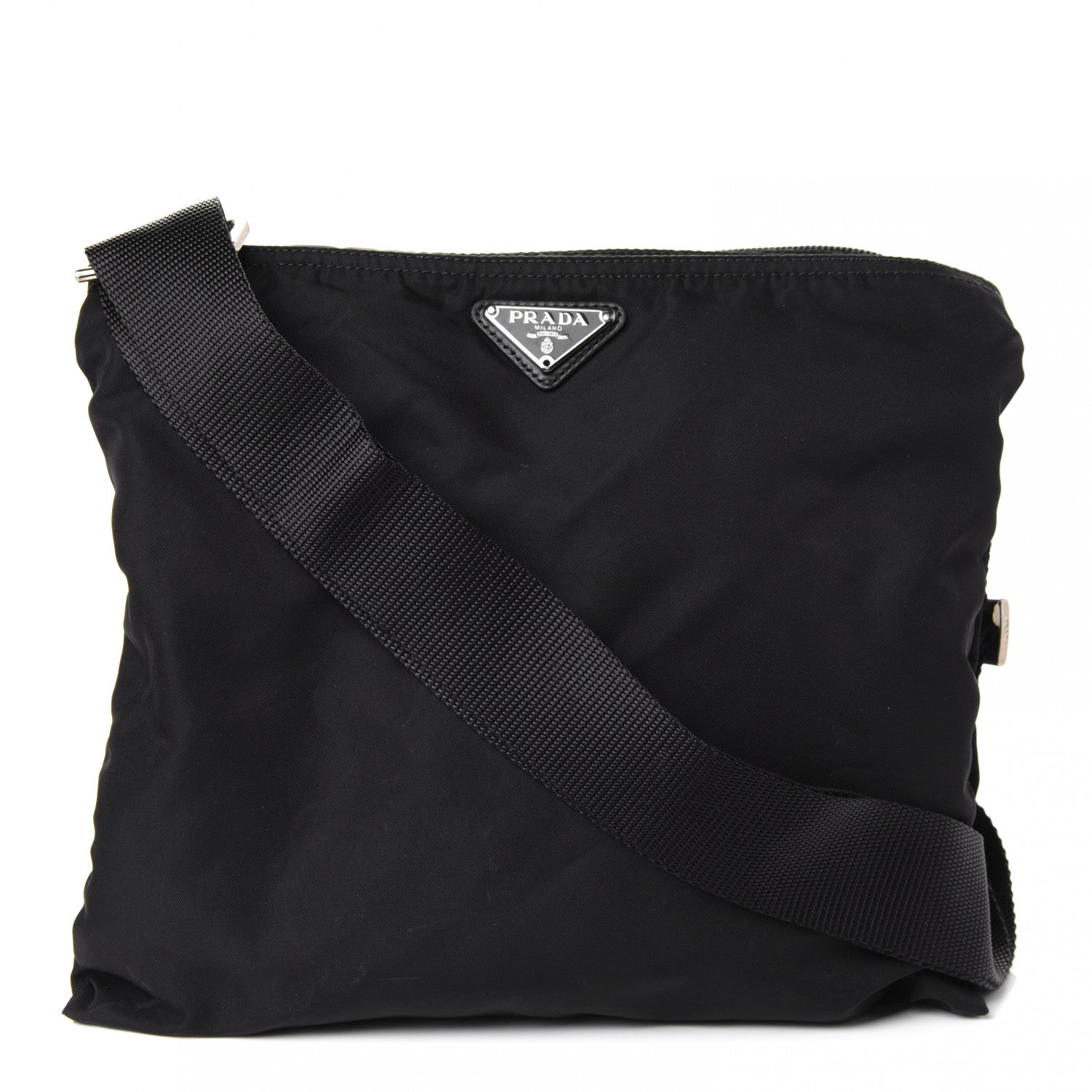 Prada Nylon Vela Flat Messenger Bag Black 1 of 4