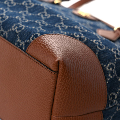 Gucci New Denim GG Monogram Medium Ophidia Shopping Tote Blue Tea Cuir 12 of 15