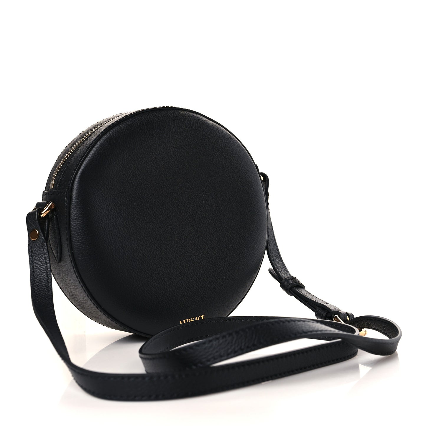 Calfskin Mini La Medusa Chain Round Crossbody Bag Black