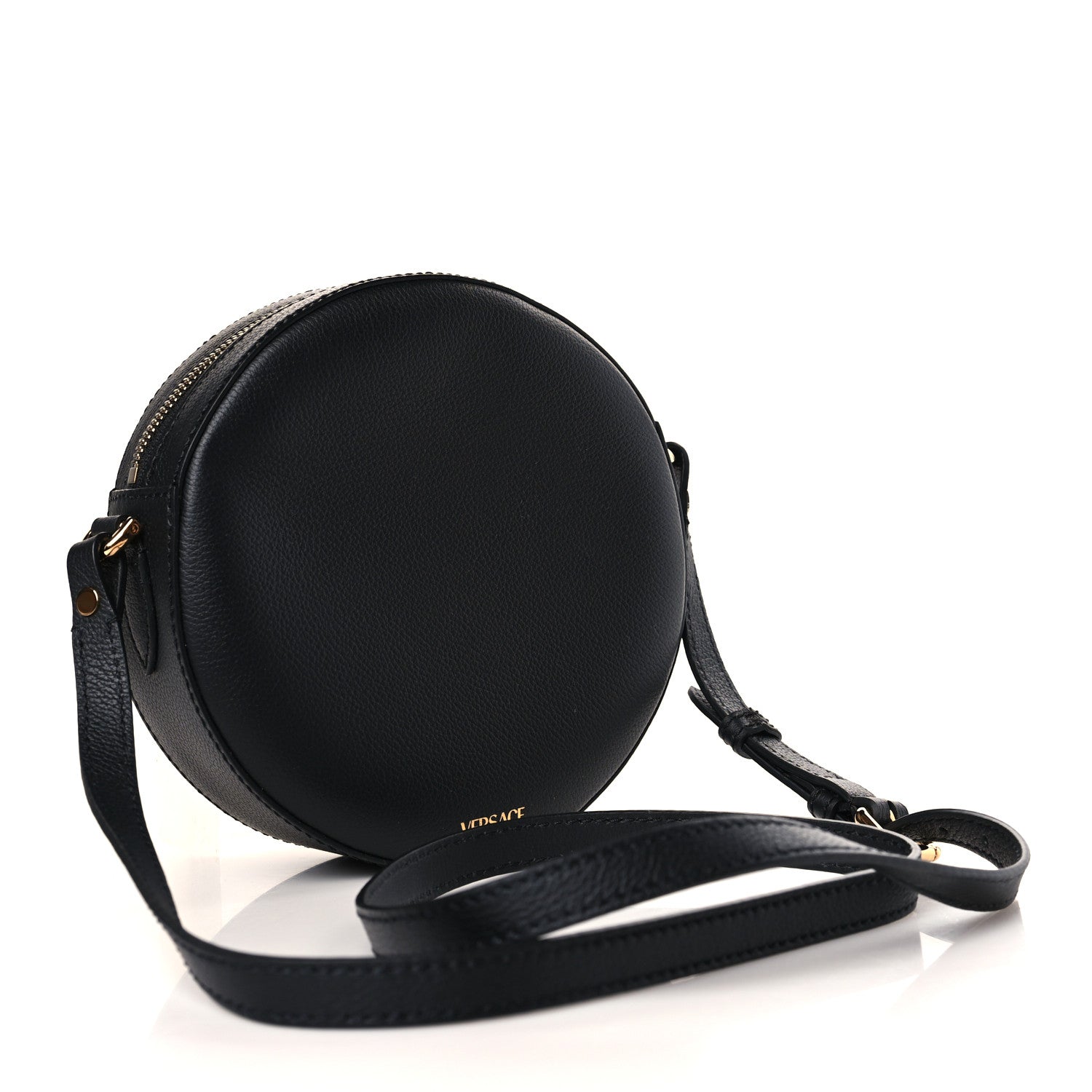 Versace Calfskin Mini La Medusa Chain Round Crossbody Bag Black 3 of 8