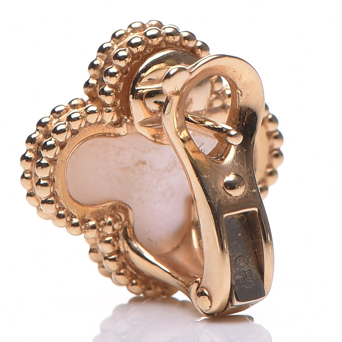 18K Yellow Gold Mother of Pearl Vintage Alhambra Earrings