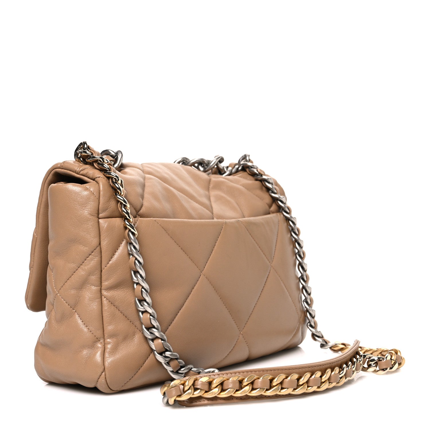 Chanel Lambskin Quilted Large Chanel 19 Flap Beige 3 of 10