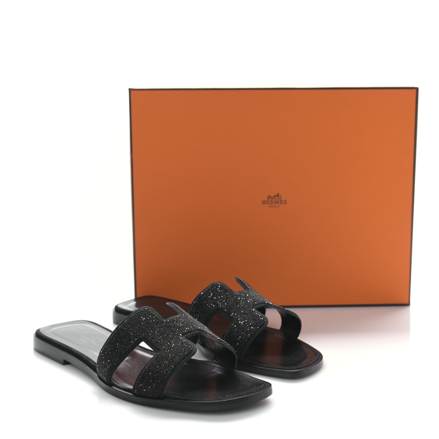 Suede Goatskin Crystal Oran Sandals 37 Black