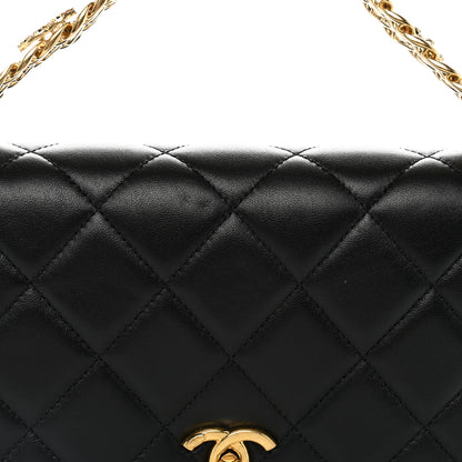 Chanel Lambskin Quilted Crystal Chain Flap Clutch Black 8 of 10