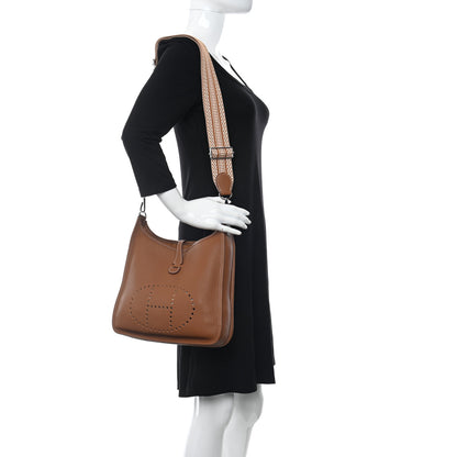 Hermes Taurillon Clemence Amazone Evelyne III PM Gold Ecru 2 of 10
