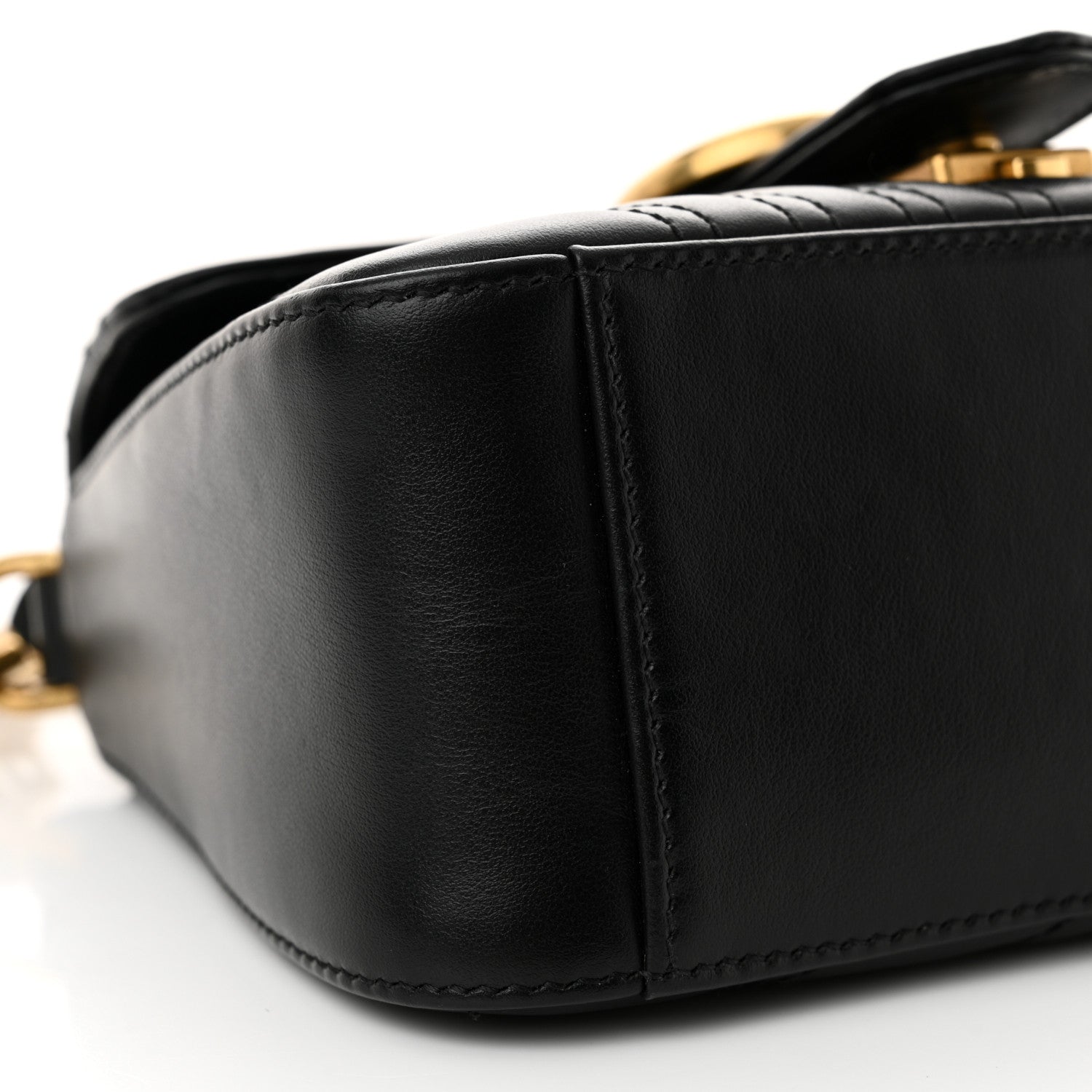 Gucci Calfskin Matelasse Small GG Marmont Top Handle Shoulder Bag Black 9 of 16