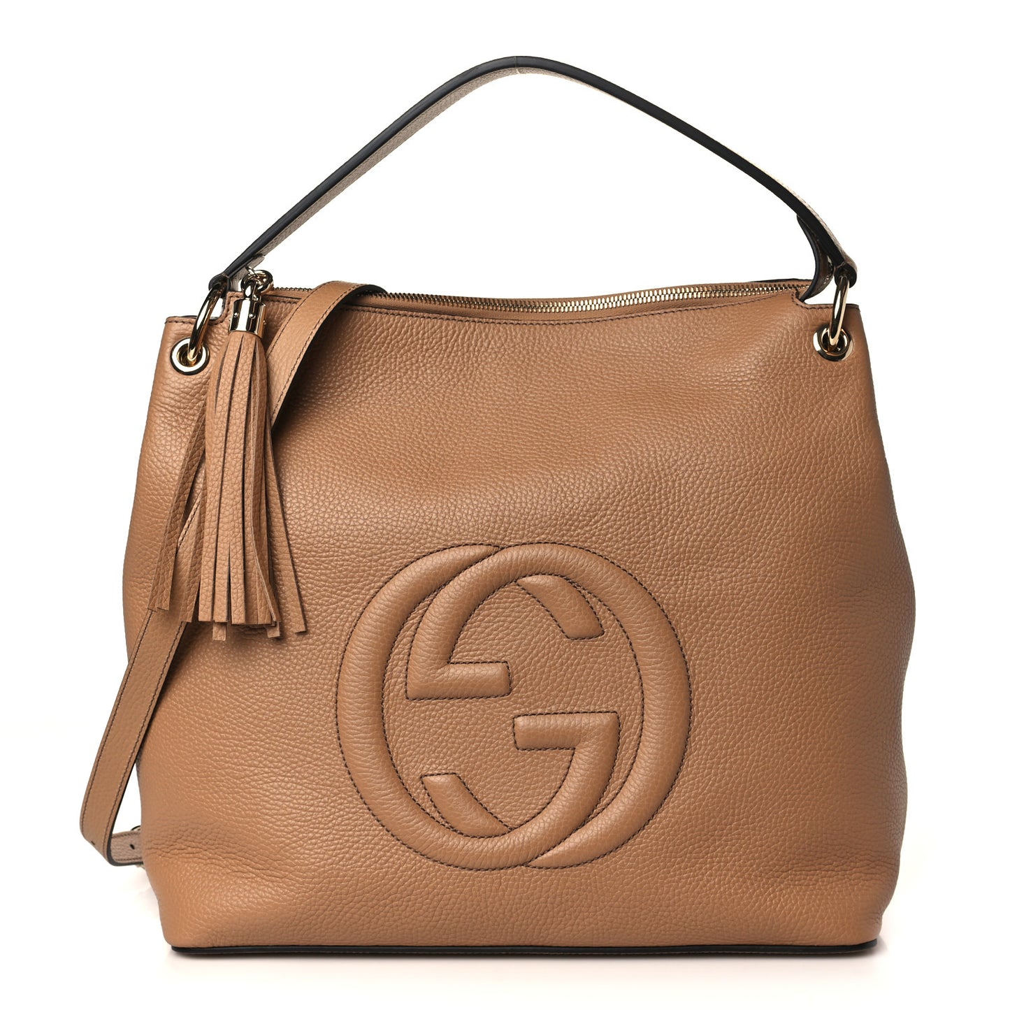 Pebbled Calfskin Large Soho Hobo Camelia