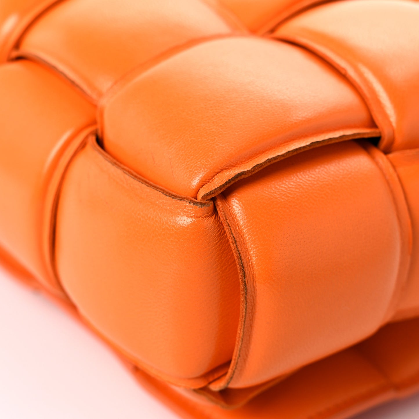 Nappa Maxi Intreccio Padded Cassette Crossbody Bag Orange