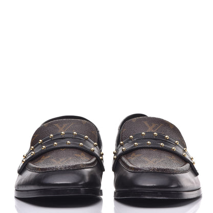 Louis Vuitton Calfskin Monogram Studded Loafers 39 Black 3 of 12