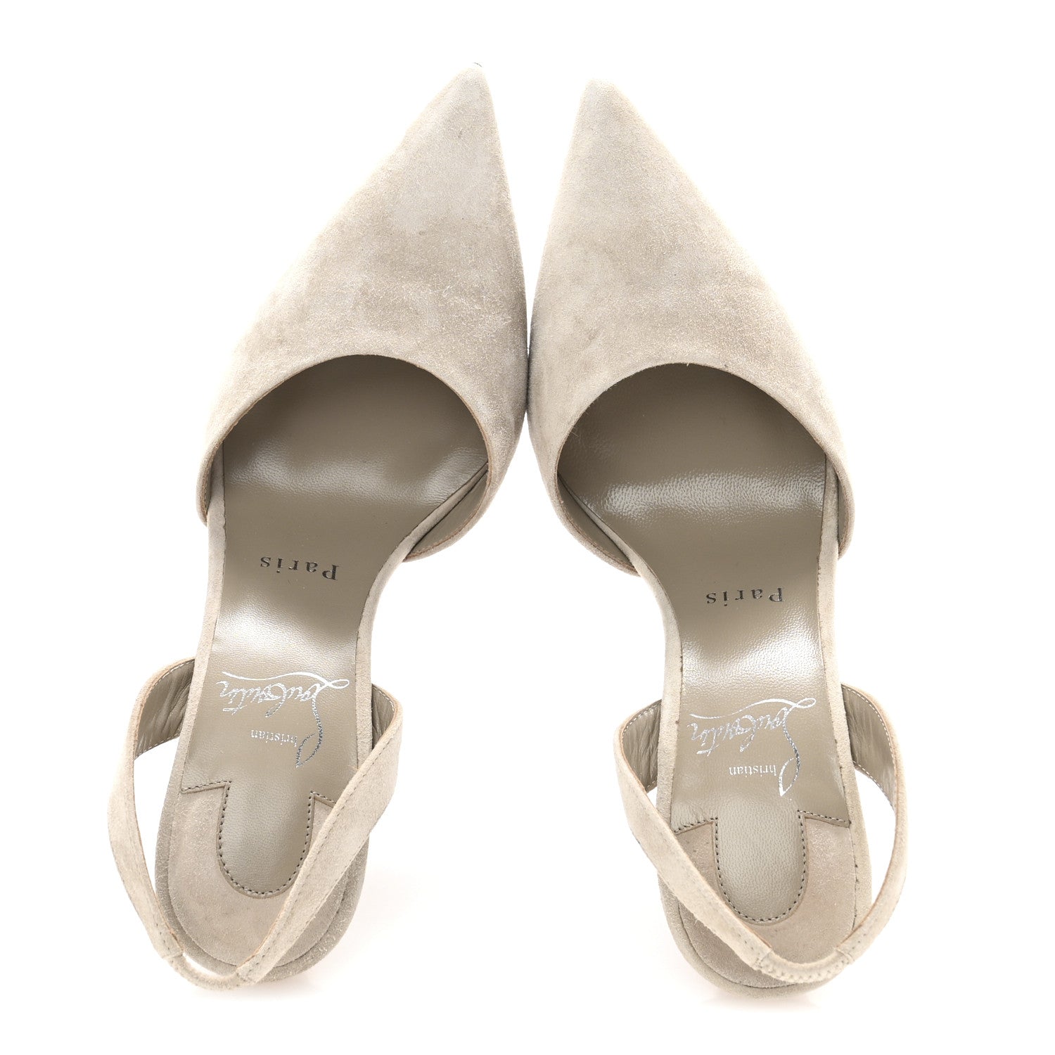 Christian Louboutin Veau Velours Astrid Sling 100 Pumps 36 Feve 2 of 9