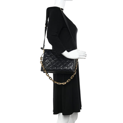 Louis Vuitton Lambskin Embossed Monogram Coussin PM Black 2 of 11